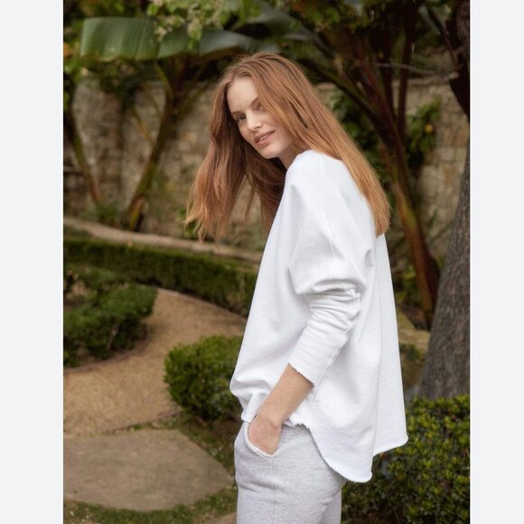 Frank & Eileen Anna Long Sleeve Capelet Triple Fleece Sweatshirt Size: S White - Picture 10 of 16